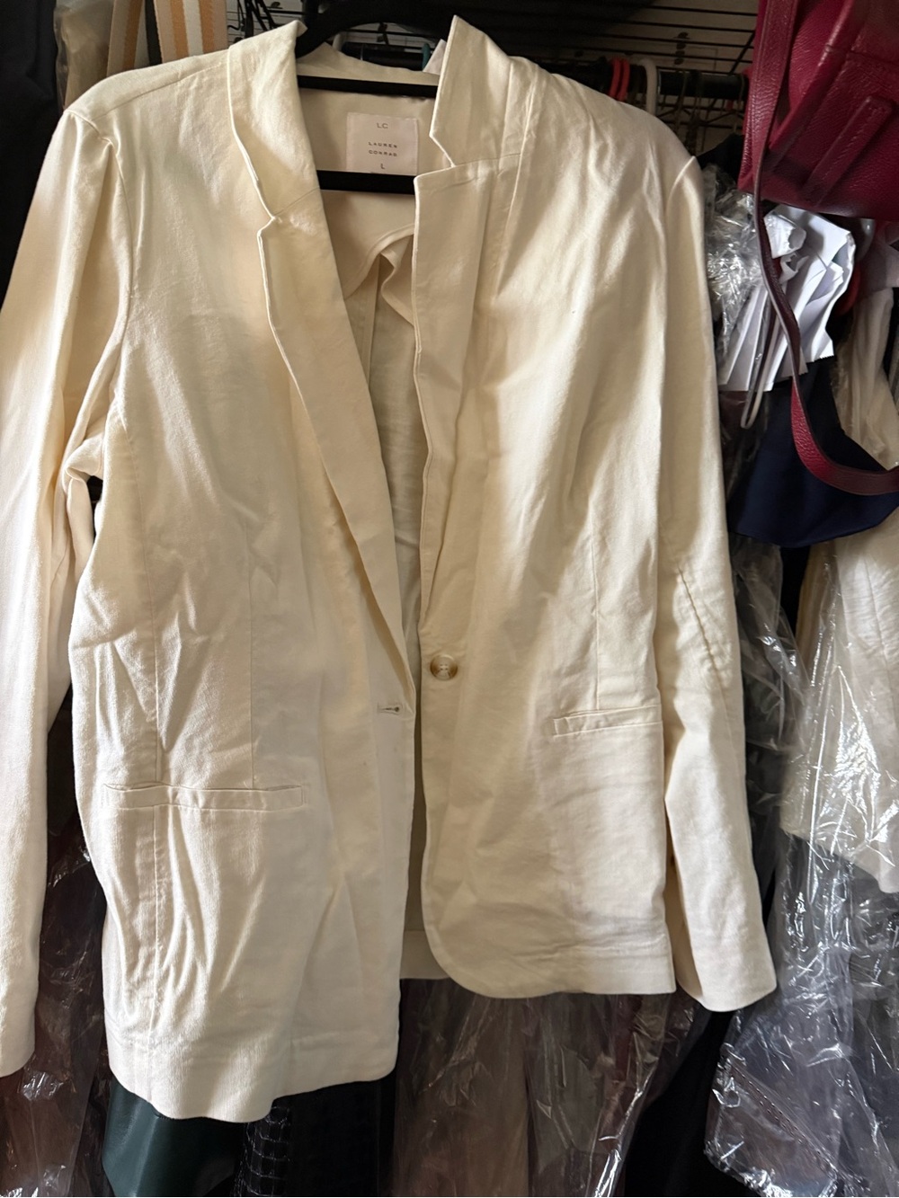 LC Lauren Conrad Ivory Single-Button Blazer